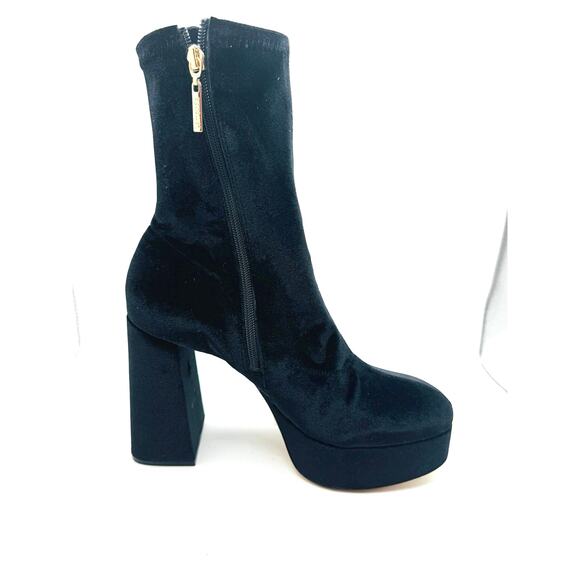 Larroudé Dolly retro Y2K Stretch Boot In Black Velvet Sz 10 - Picture 4 of 14